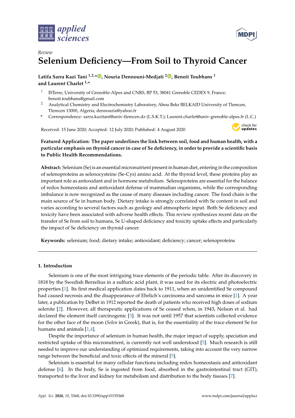 Selenium Deficiency—From Soil to Thyroid Cancer