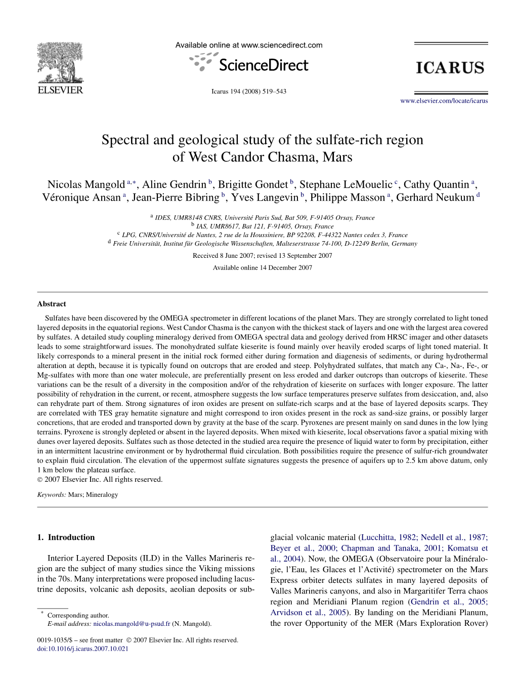 Spectral and Geological Study of the Sulfate-Rich Region of West Candor Chasma, Mars