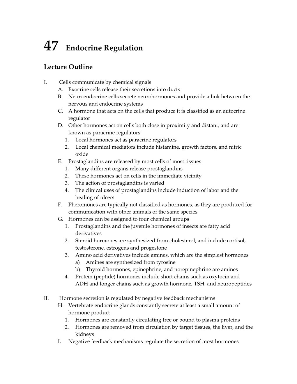 47 Endocrine Regulation