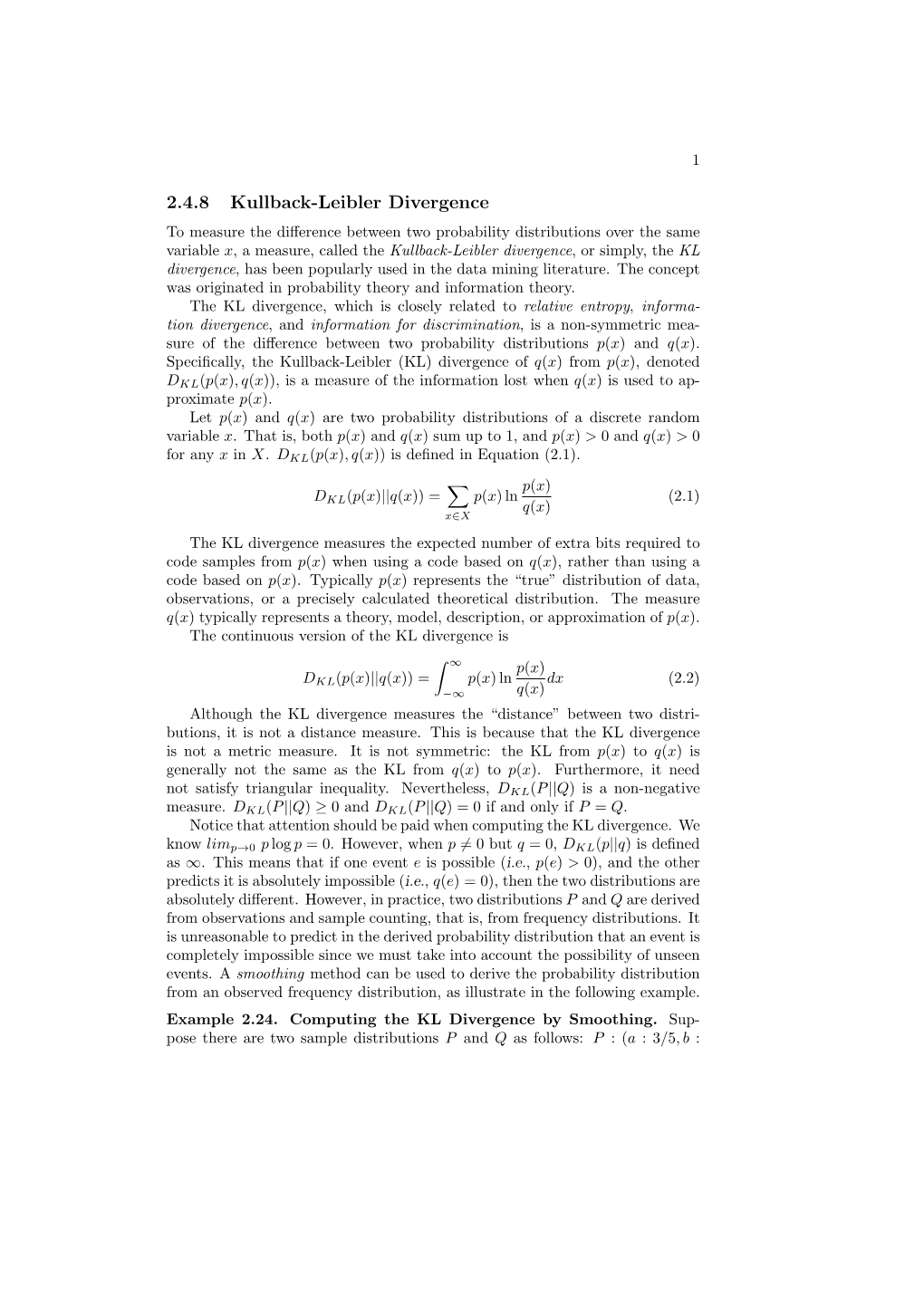 2.4.8 Kullback-Leibler Divergence