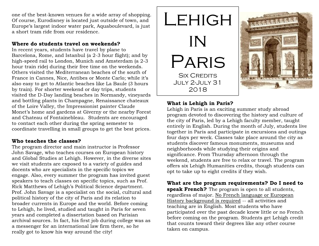 Lehigh in Paris