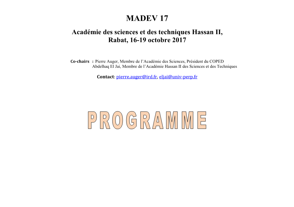Programme De MADEV