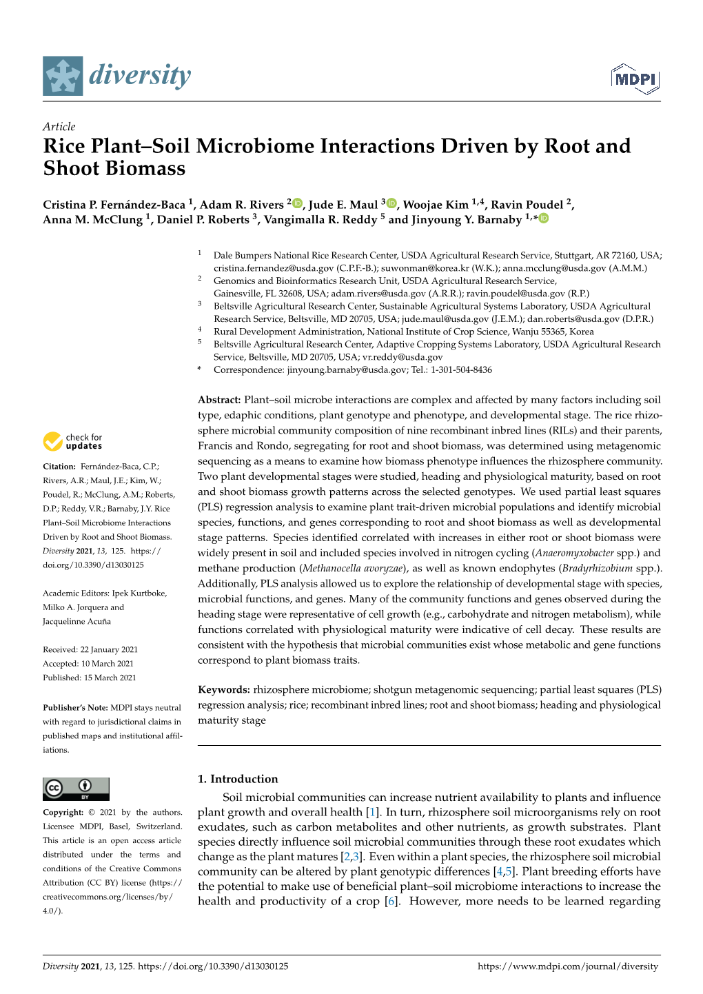 Rice Plant–Soil Microbiome Interactions Driven by Root and Shoot Biomass