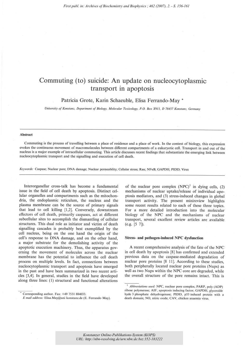 An Update on Nucleocytoplasmic Transport in Apoptosis