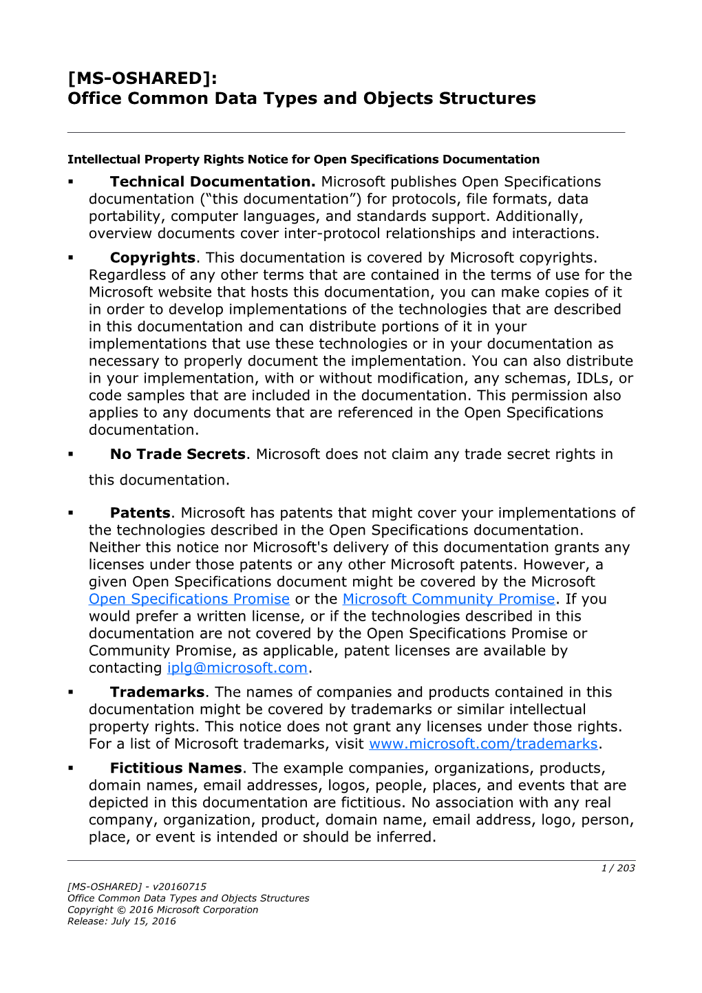 Office Common Data Types and Objects Structures