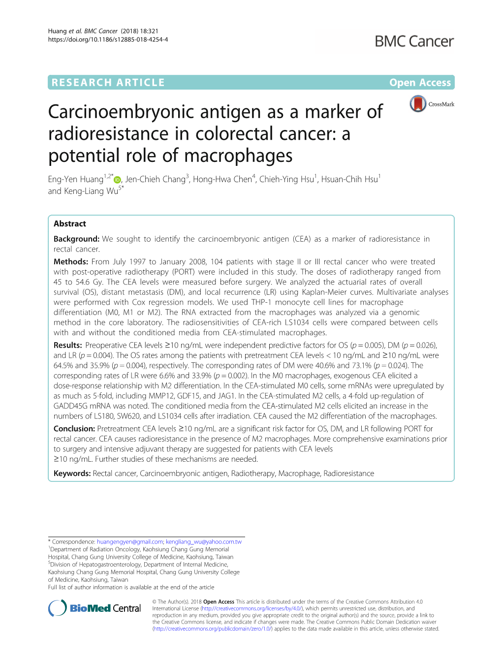 Carcinoembryonic Antigen As a Marker Of