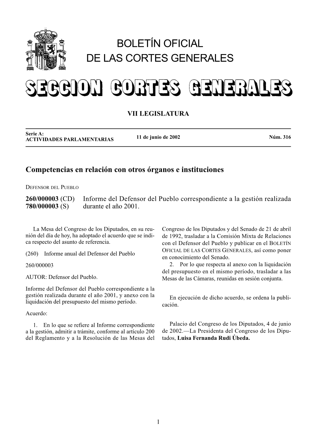 Boletín Oficial De Las Cortes Generales