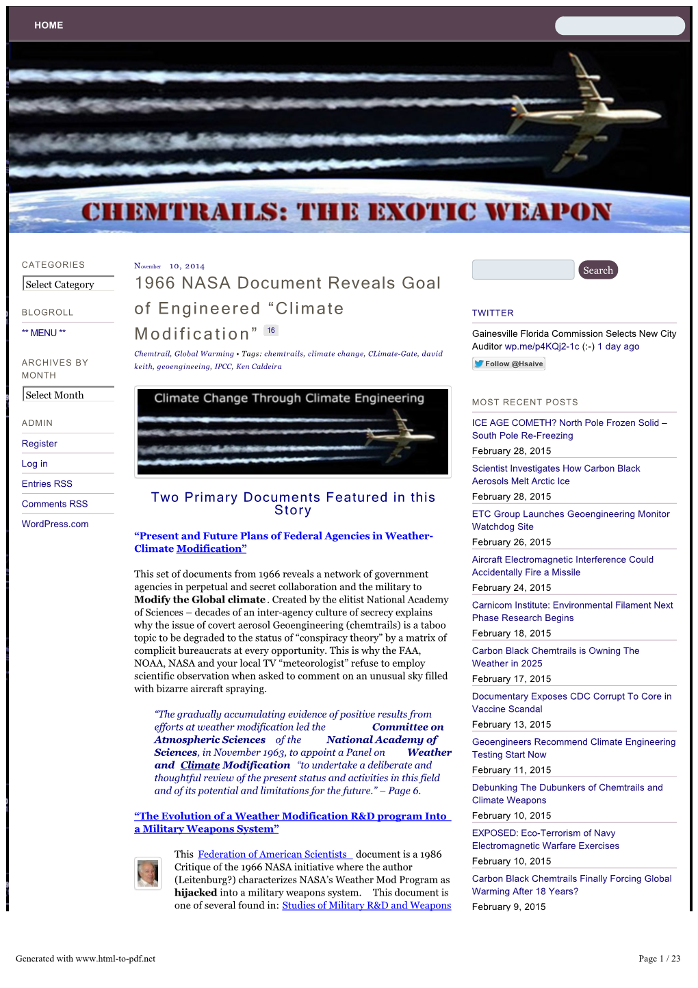 1966 NASA Document Reveals Goal of Engineered “Climate Modification” | 502Tatianaaklimenkokostanian's Blog