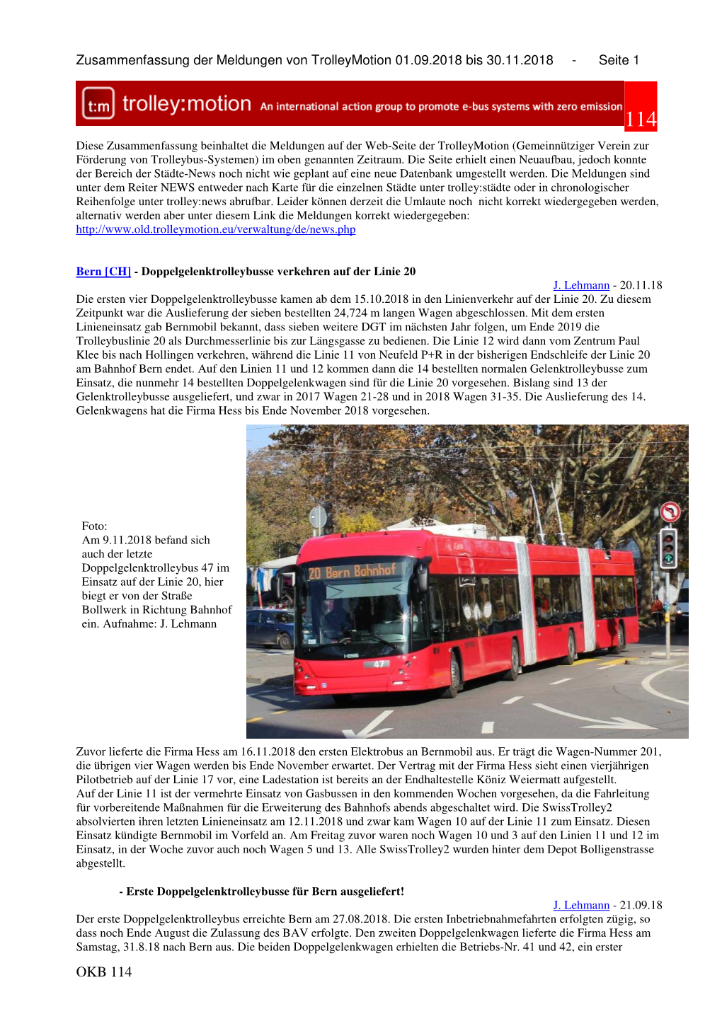 OKB 114 Zusammenfassung Der Meldungen Von Trolleymotion 01.09.2018 Bis 30.11.2018 - Seite 2