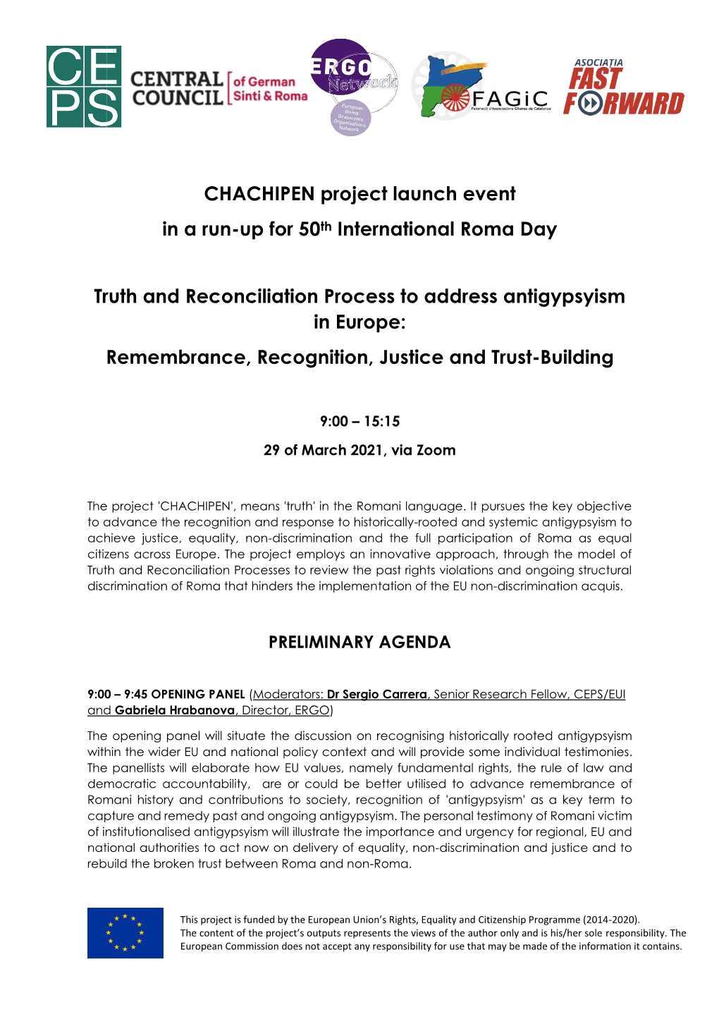 CHACHIPEN Project Launch Event in a Run-Up for 50Th International Roma Day