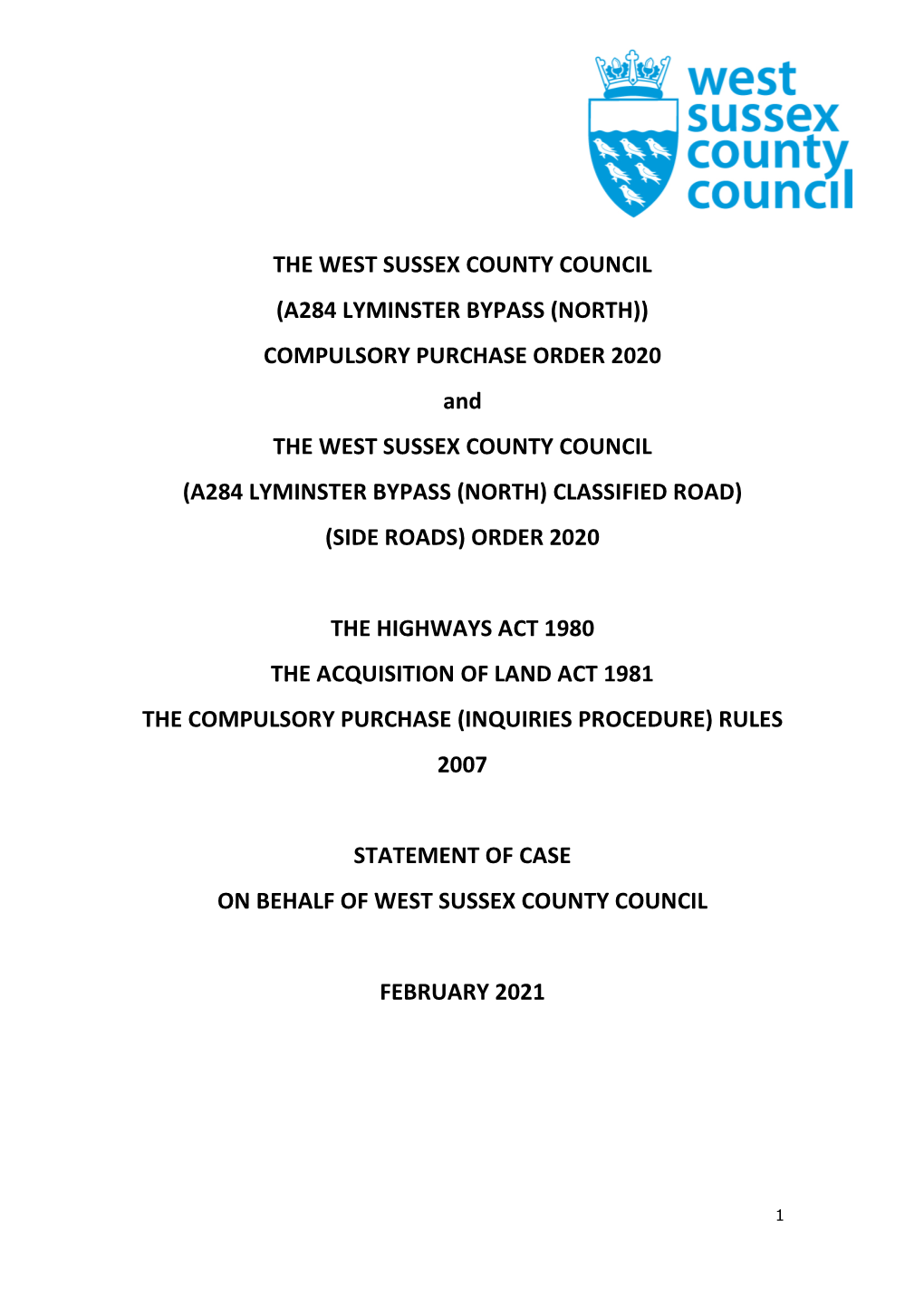 A284 Lyminster Bypass Statement of Case