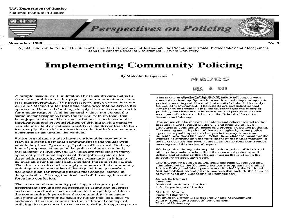 Implementing Community Policing