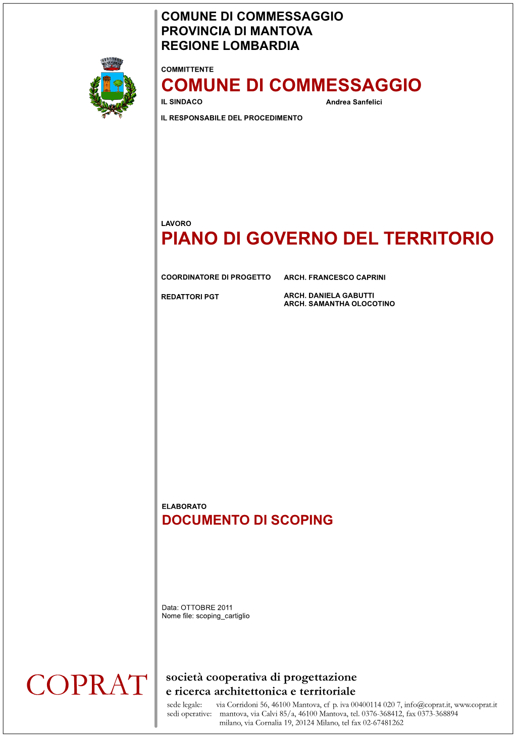 Comune Di Commessaggio Piano Di Governo Del