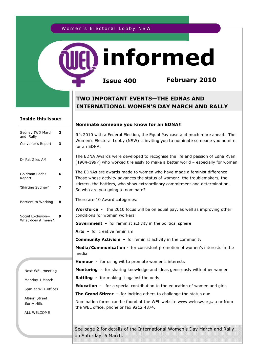 WEL-Informed Issue 400 Feb10.Pub