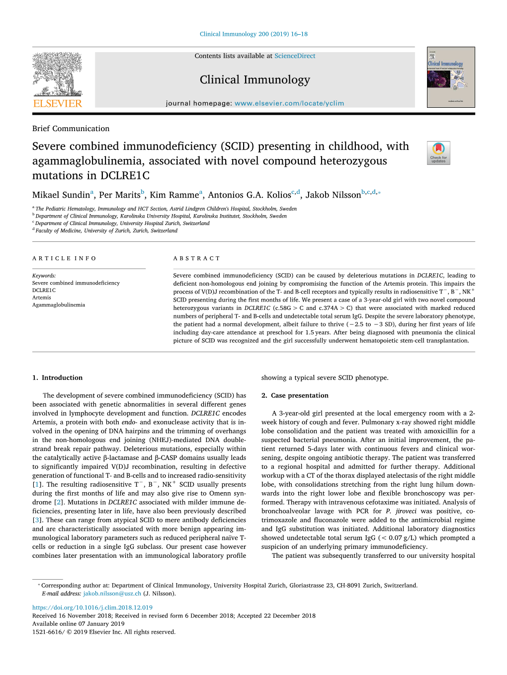 Severe Combined Immunodeficiency (SCID) Presenting in Childhood