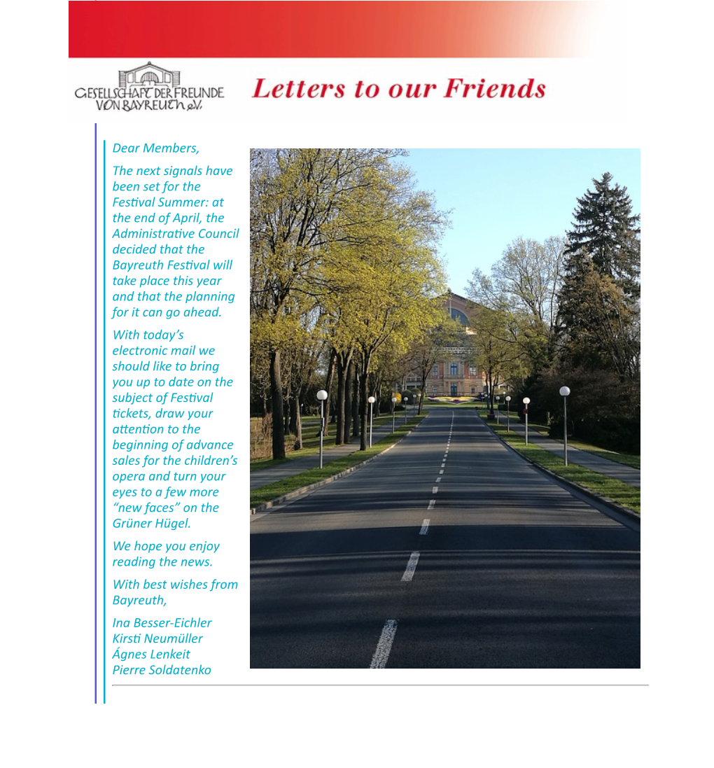 Society of Friends of Bayreuth Letters to Our Friends Letter III 2021