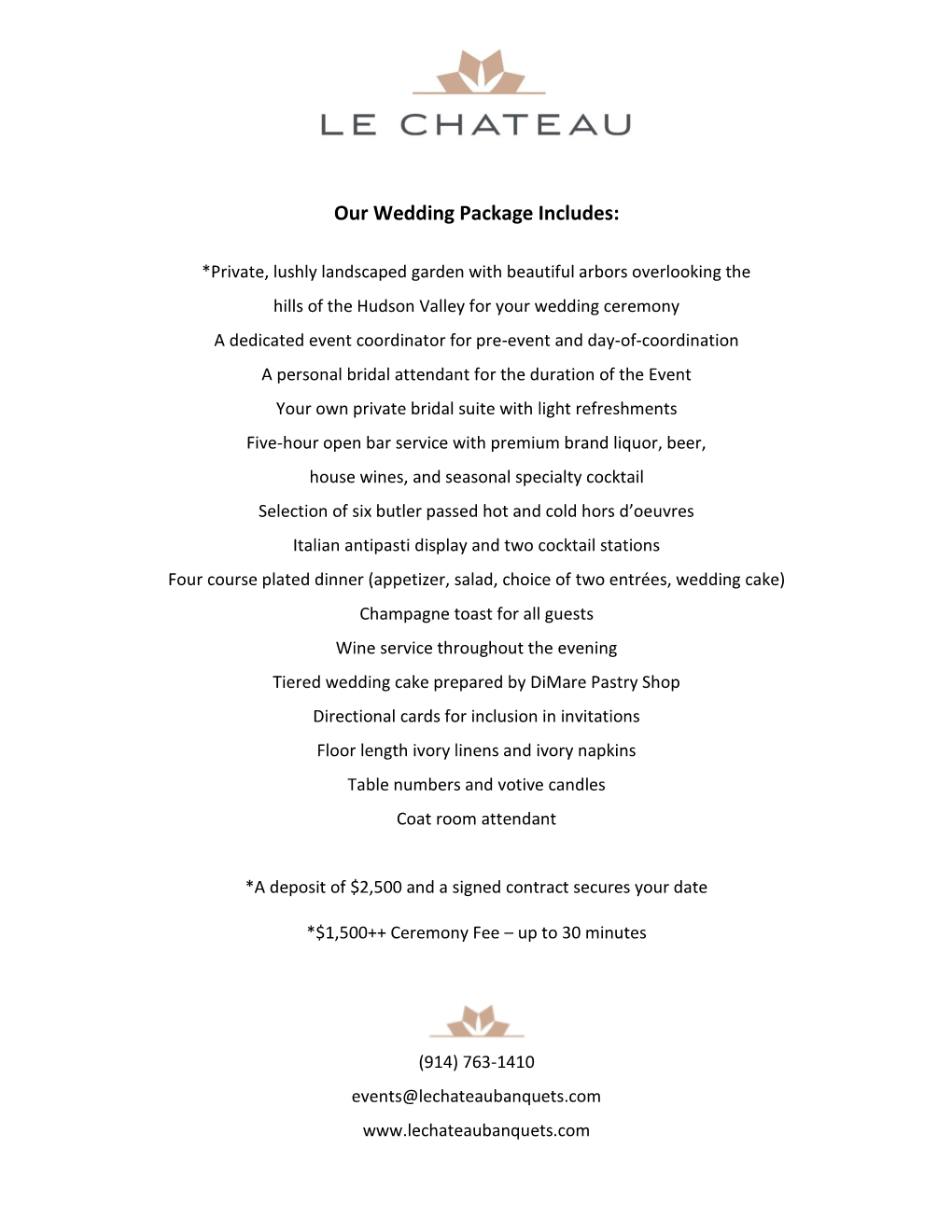 Our Wedding Package Includes