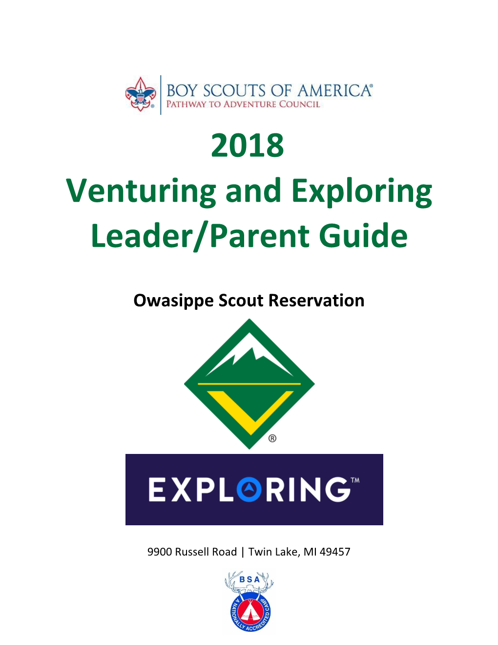 2018 Venturing and Exploring Leader/Parent Guide