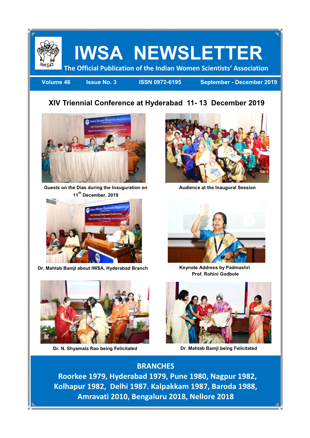 IWSA NEWSLETTER the Official Publication of the Indian Women Scientists’ Association