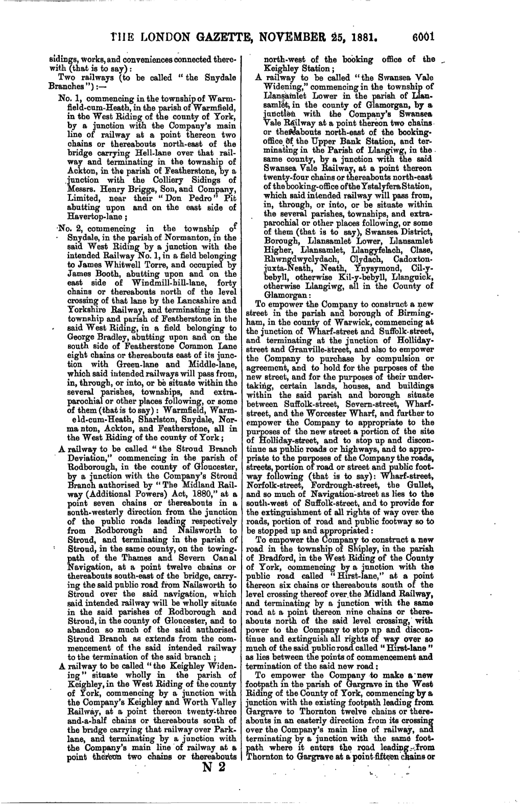 The London Gazette, November 25, 1881. 6001