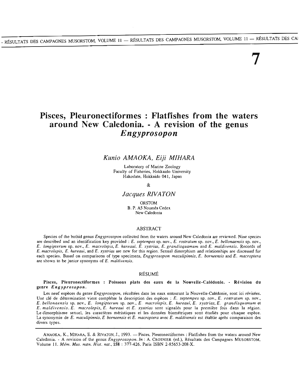 Flatfishes from the Waters Around New Caledonia: a Revision of the Genus