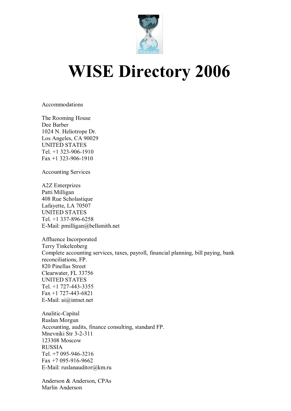 WISE Directory 2006