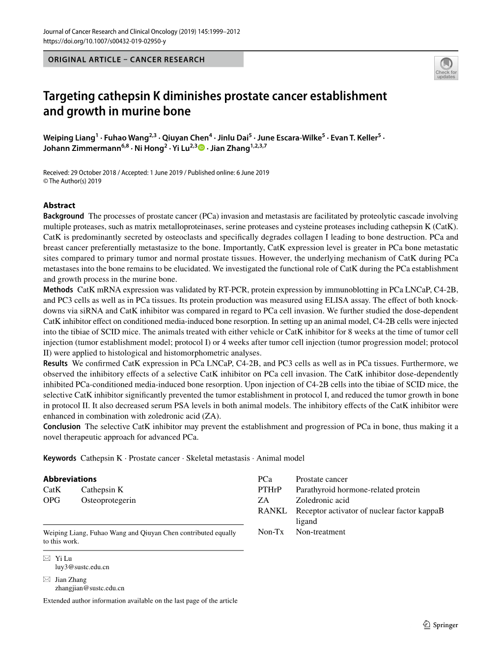 Targeting Cathepsin K Diminishes Prostate Cancer Establishment and Growth in Murine Bone