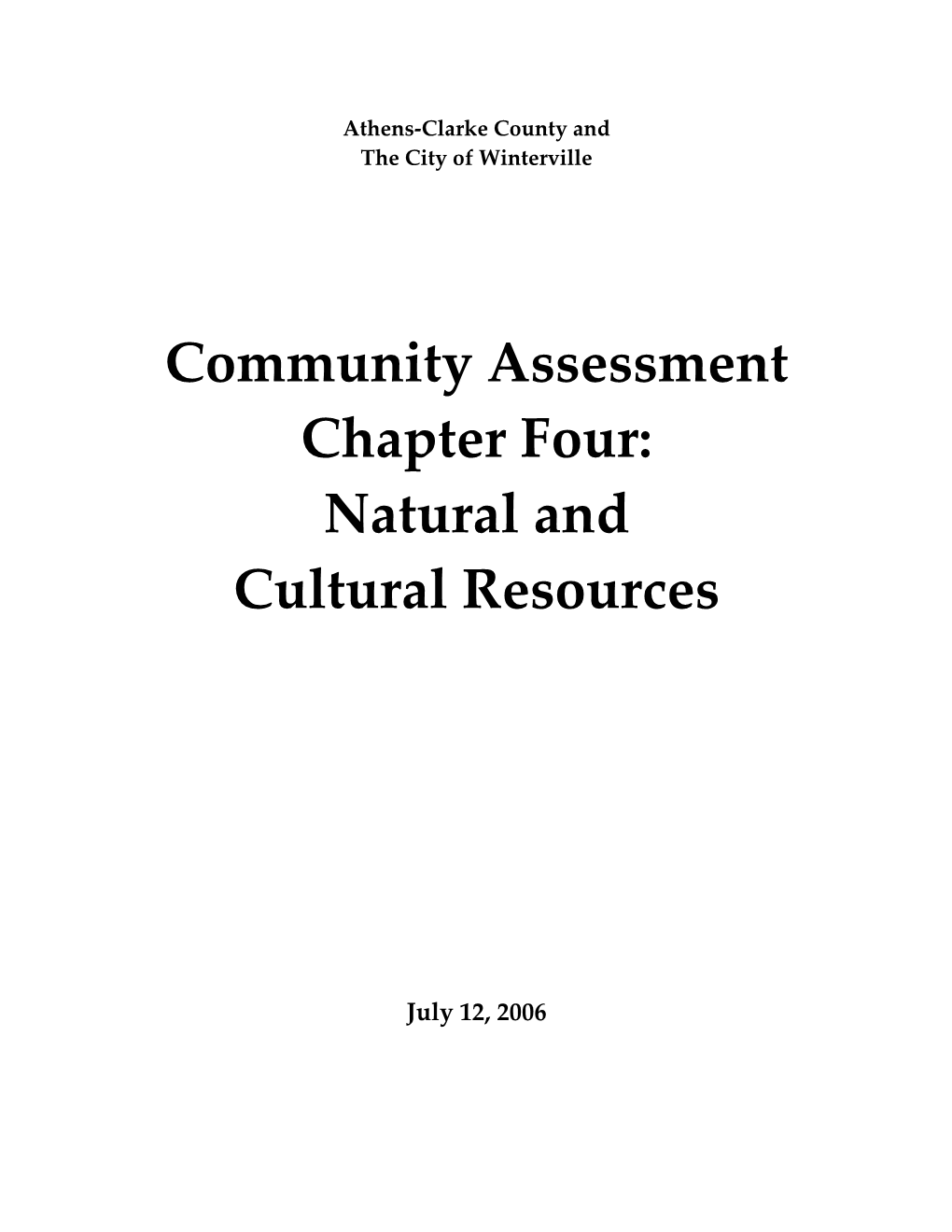 Community Assessment Chapter Four: Natural and Cultural Resources