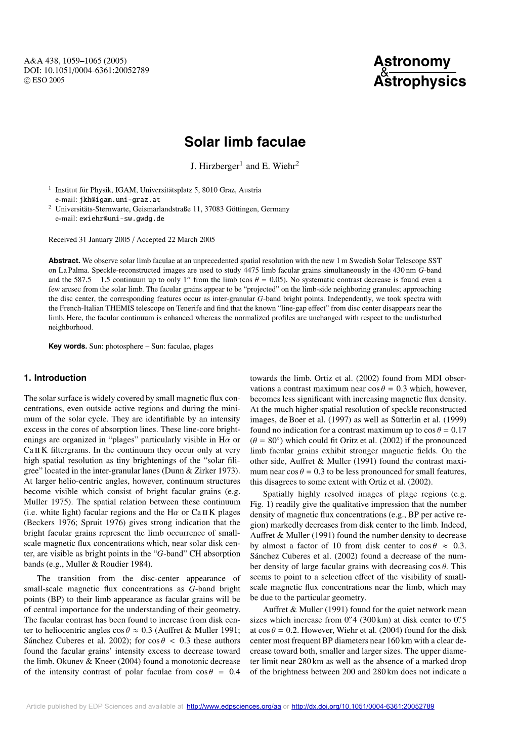 Solar Limb Faculae