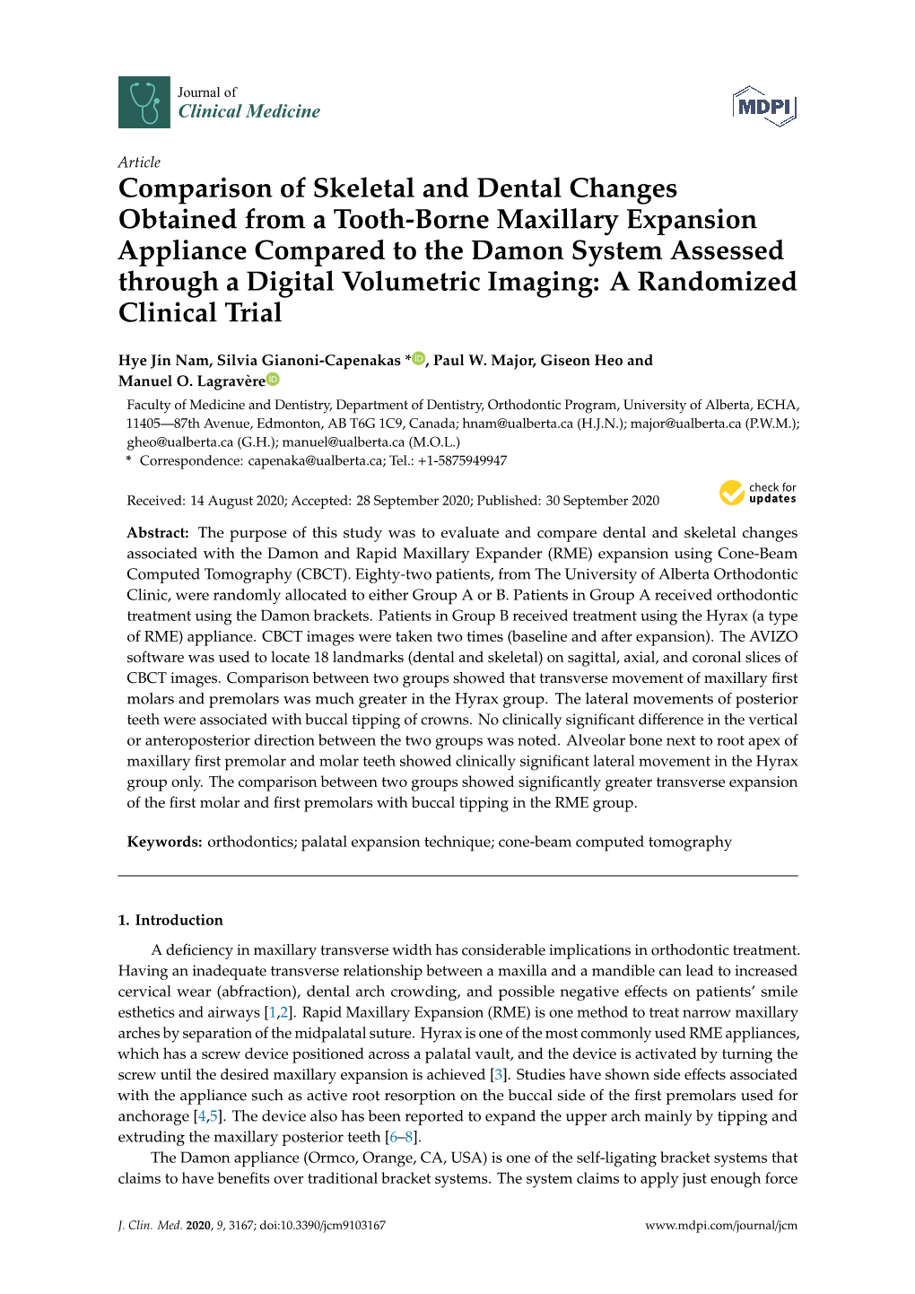 Comparison of Skeletal and Dental Changes Obtained from a Tooth