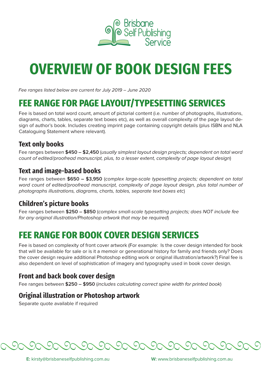 Overview of Book Design Fees