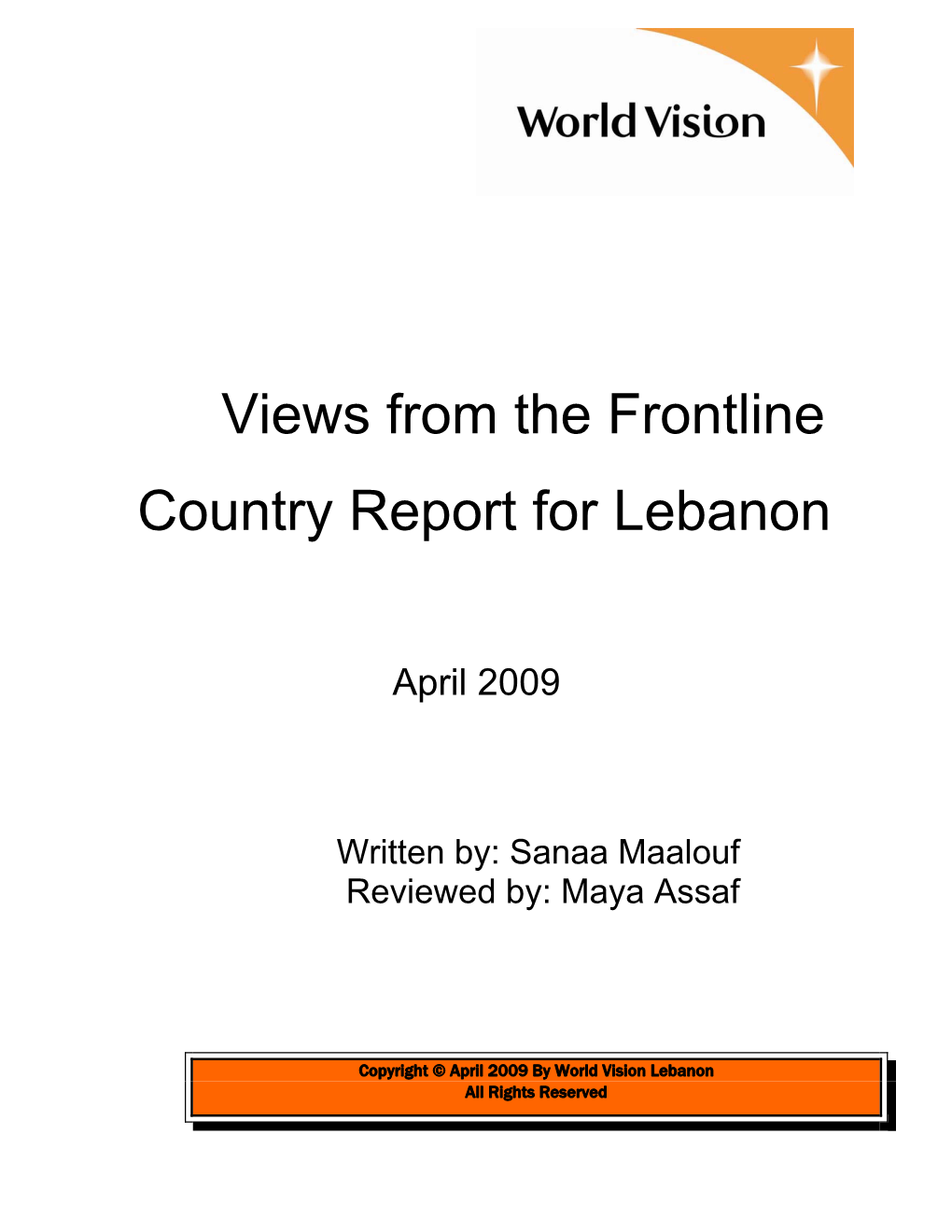 Views from the Frontline Country Report for Lebanon