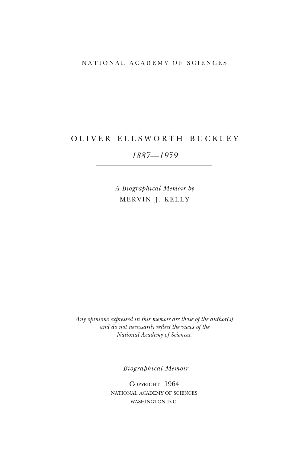 Oliver Ellsworth Buckley