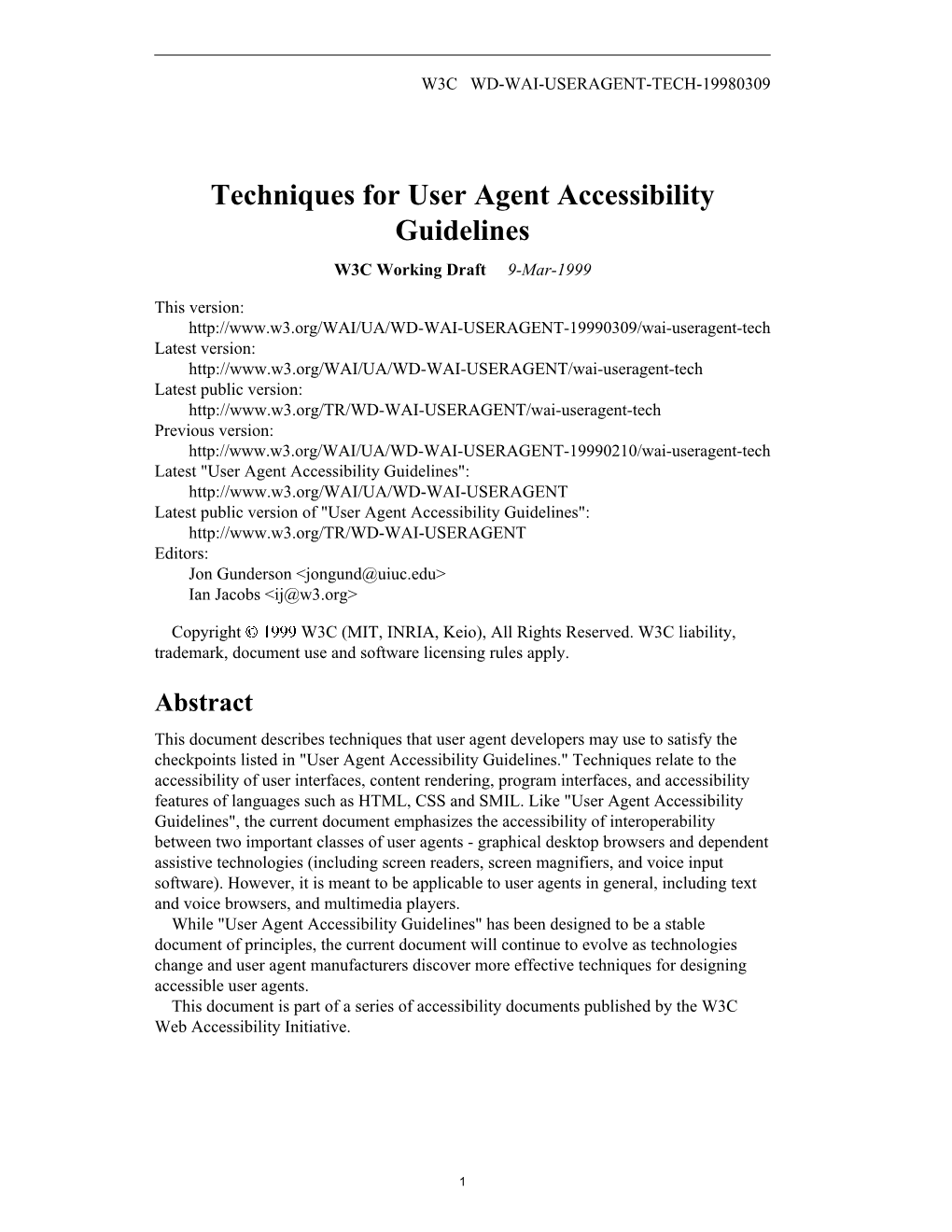 Techniques for User Agent Accessibility Guidelines