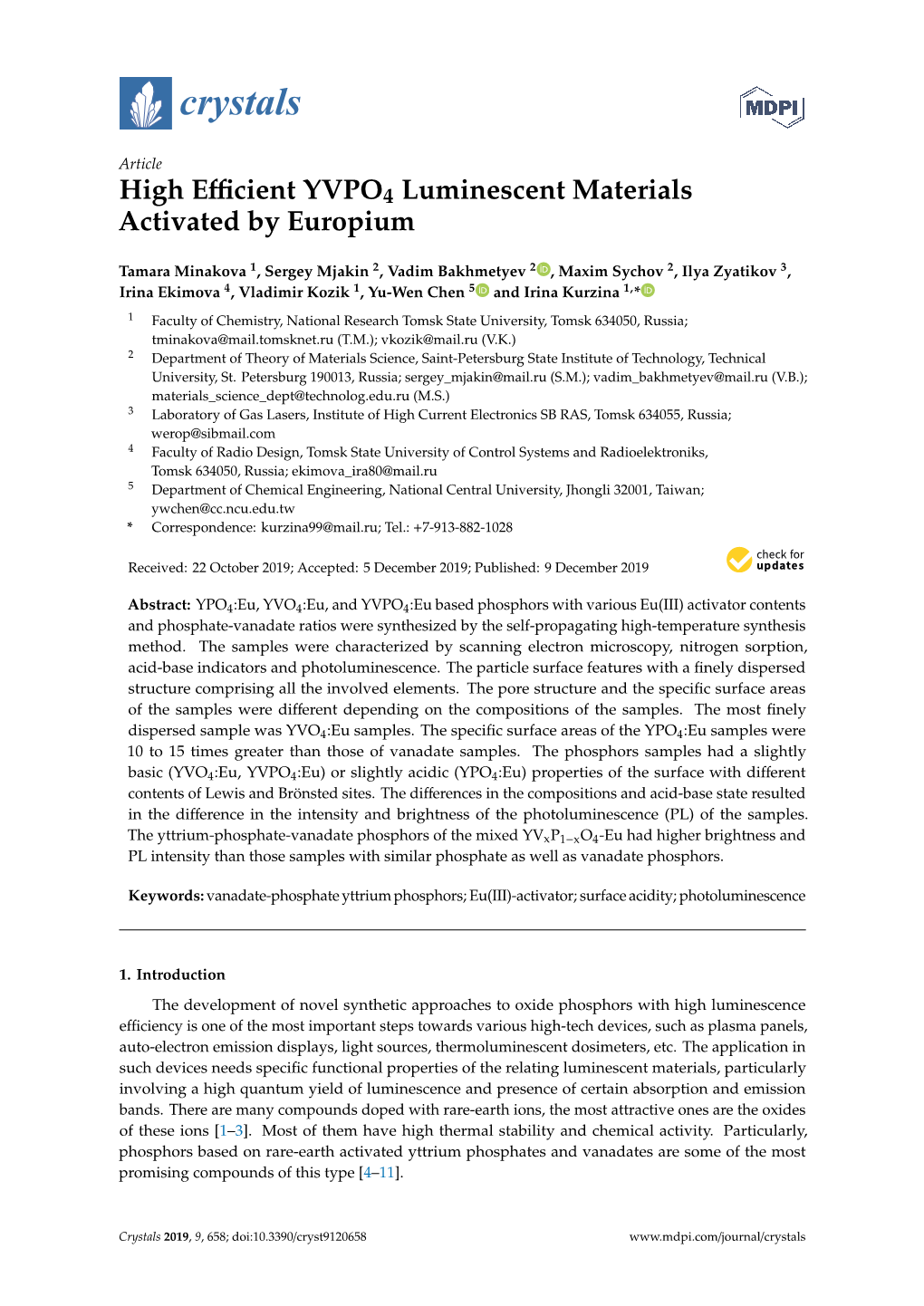 High Efficient YVPO4 Luminescent Materials Activated by Europium