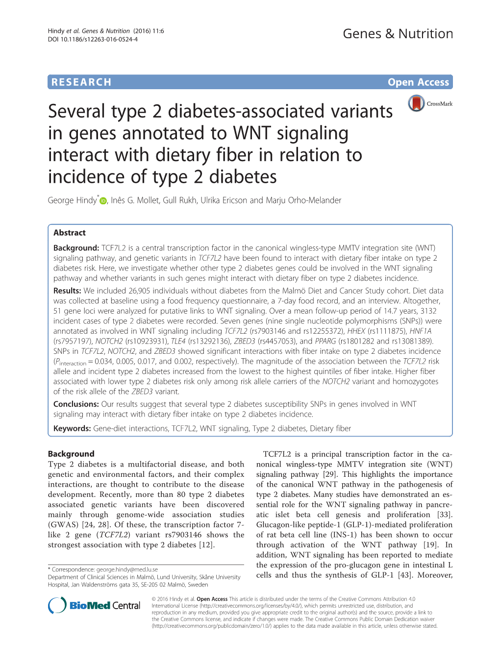 Several Type 2 Diabetes-Associated Variants in Genes Annotated to WNT