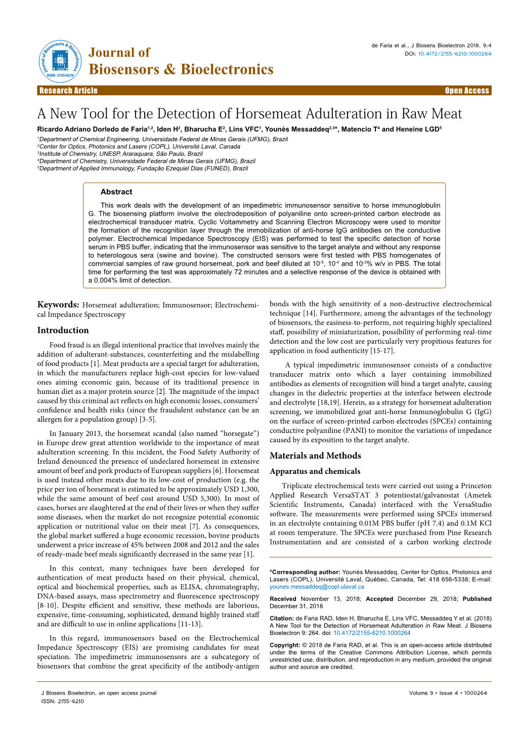 A New Tool for the Detection of Horsemeat Adulteration in Raw Meat