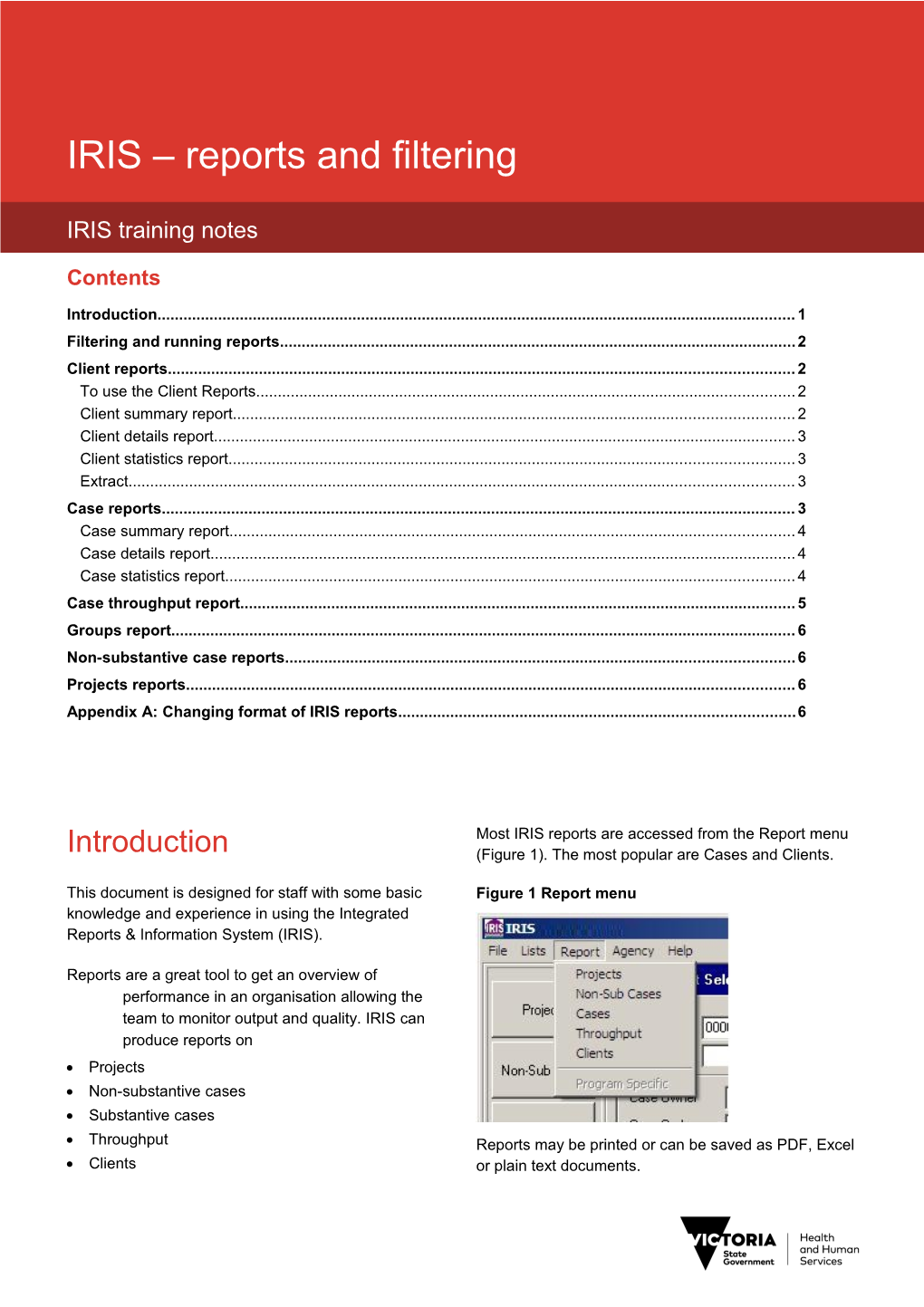 IRIS Training Notes - Reports and Filtering