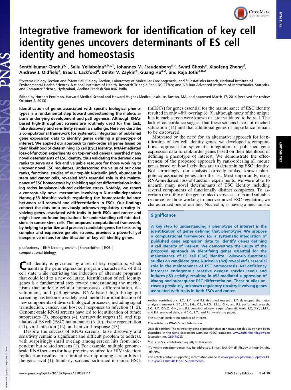 Integrative Framework for Identification of Key Cell Identity Genes Uncovers