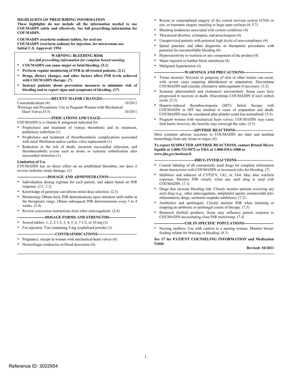 Coumadin (Warfarin Sodium)