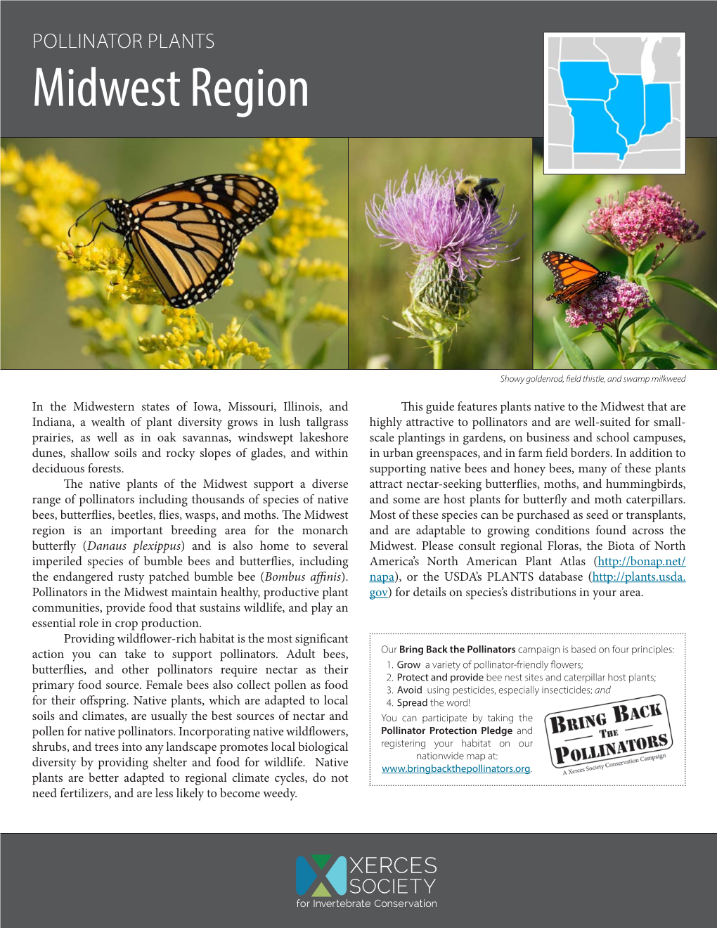 Pollinator Plants for the Midwest Region Was Produced by the Xerces® Society