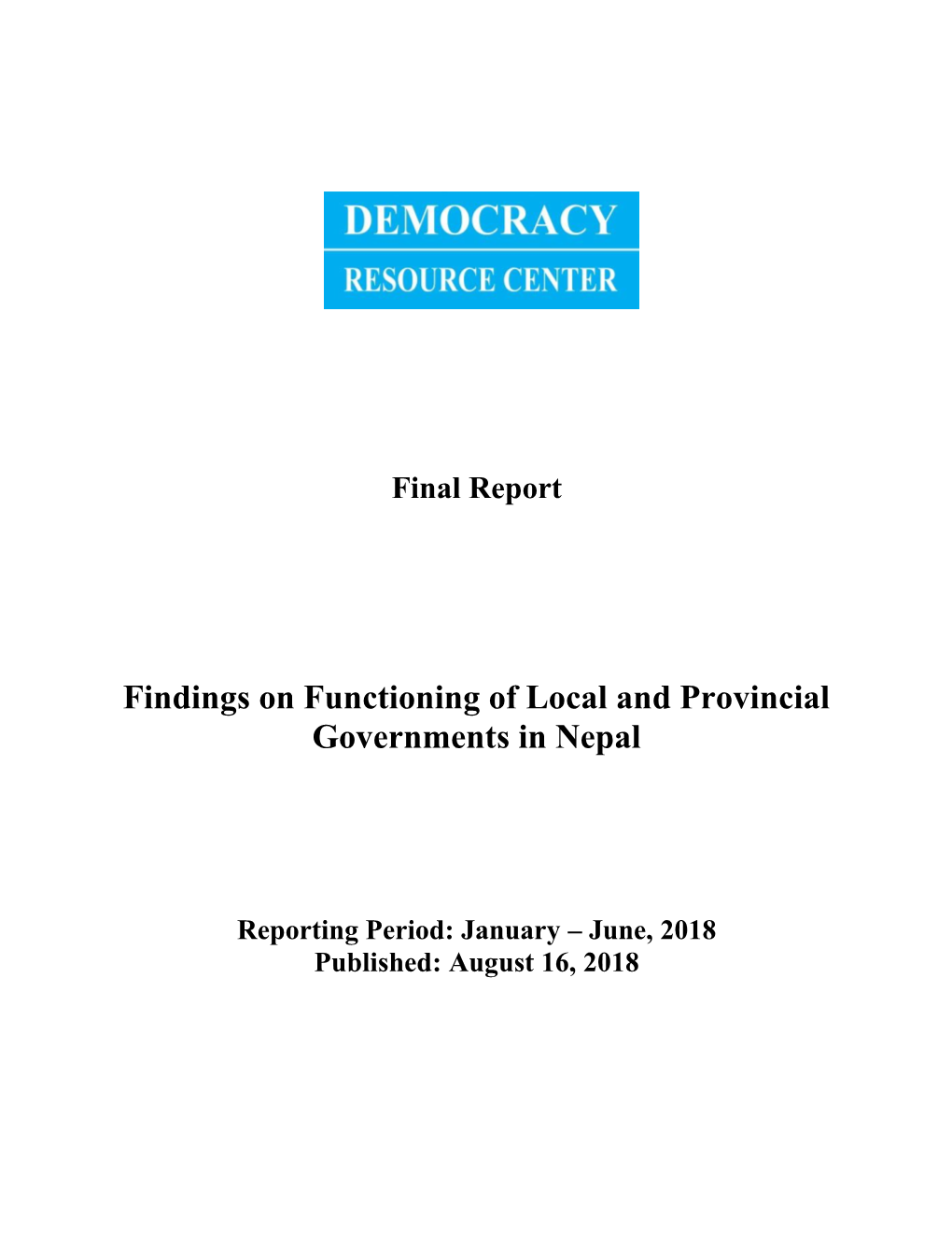 Findings on Functioning of Local and Provincial Governments in Nepal
