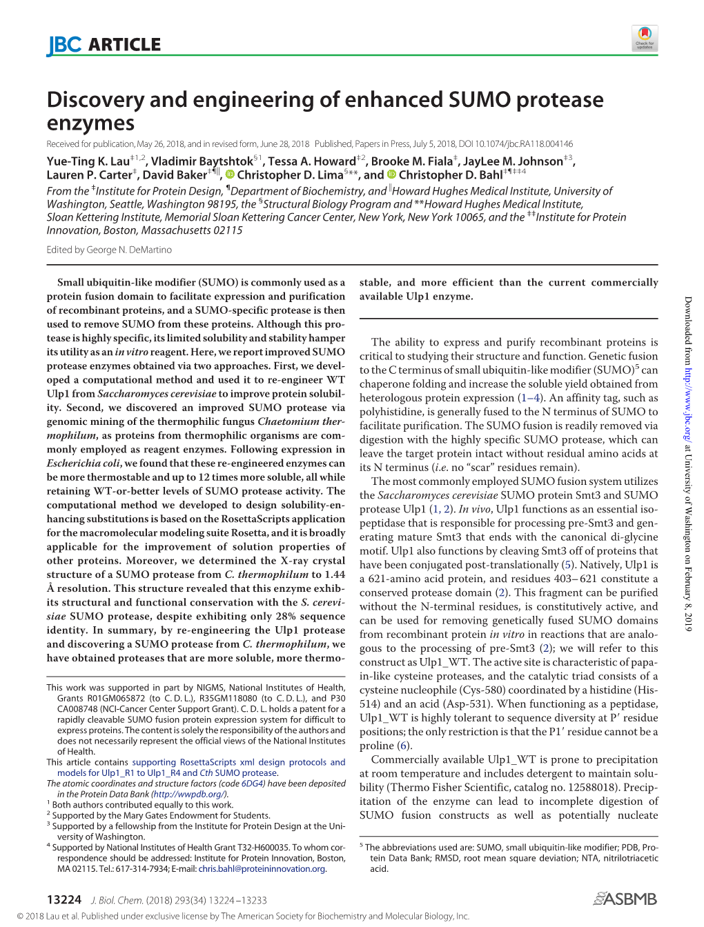 Discovery and Engineering of Enhanced SUMO Protease Enzymes