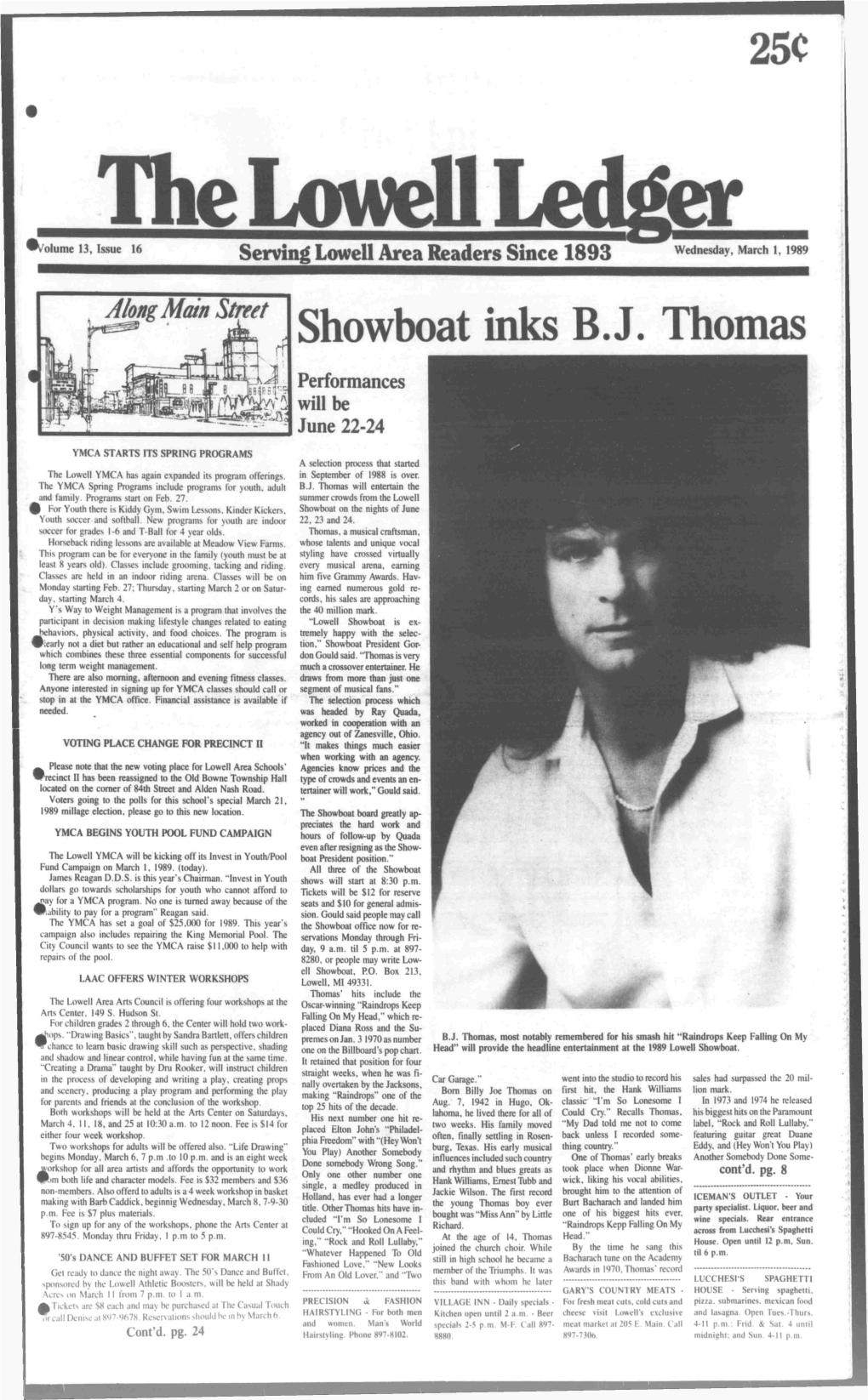 Showboat Inks B.J. Thomas