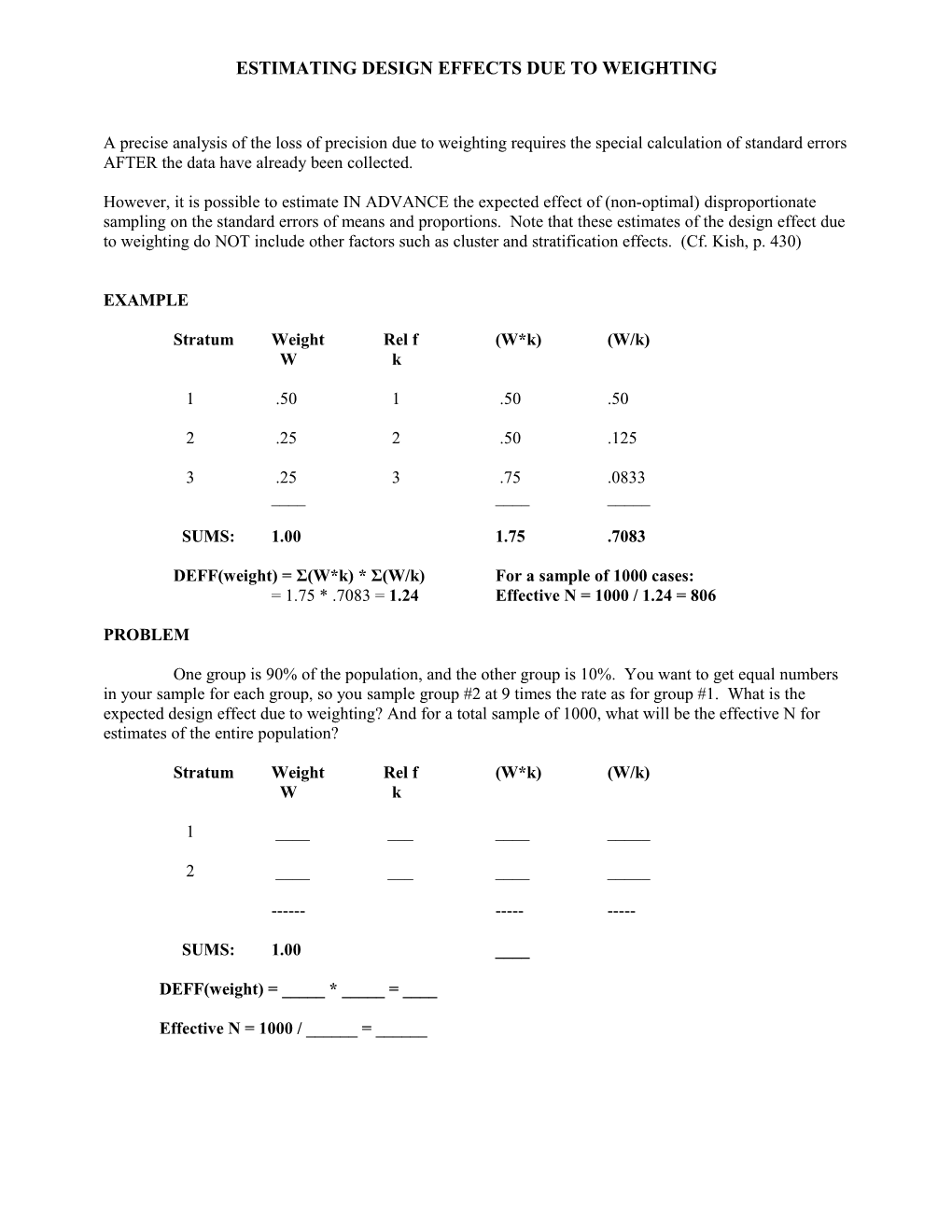 Estimating Design Effects Due to Weighting