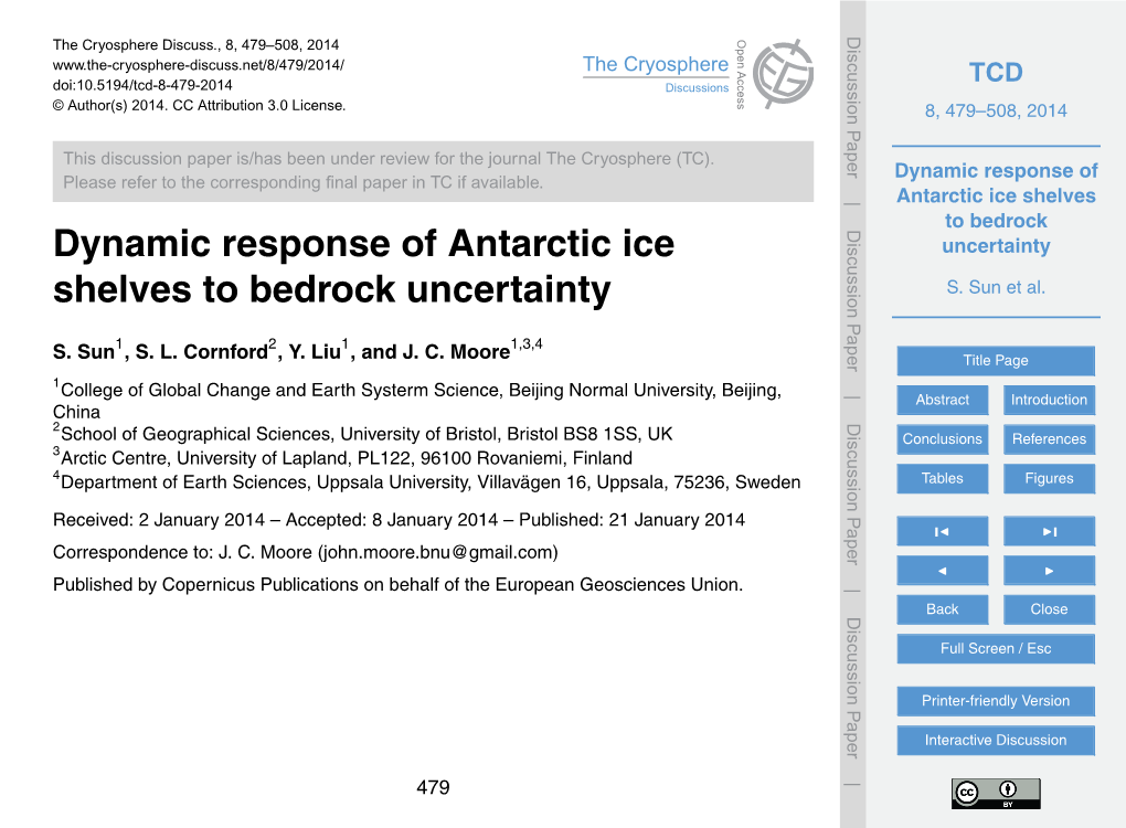 Dynamic Response of Antarctic Ice Shelves to Bedrock Uncertainty