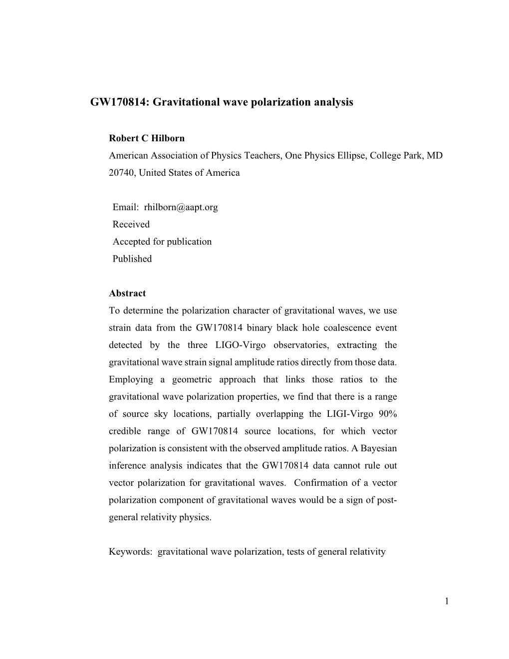 GW170814: Gravitational Wave Polarization Analysis