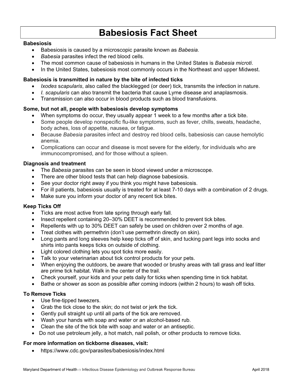 Babesiosis Fact Sheet