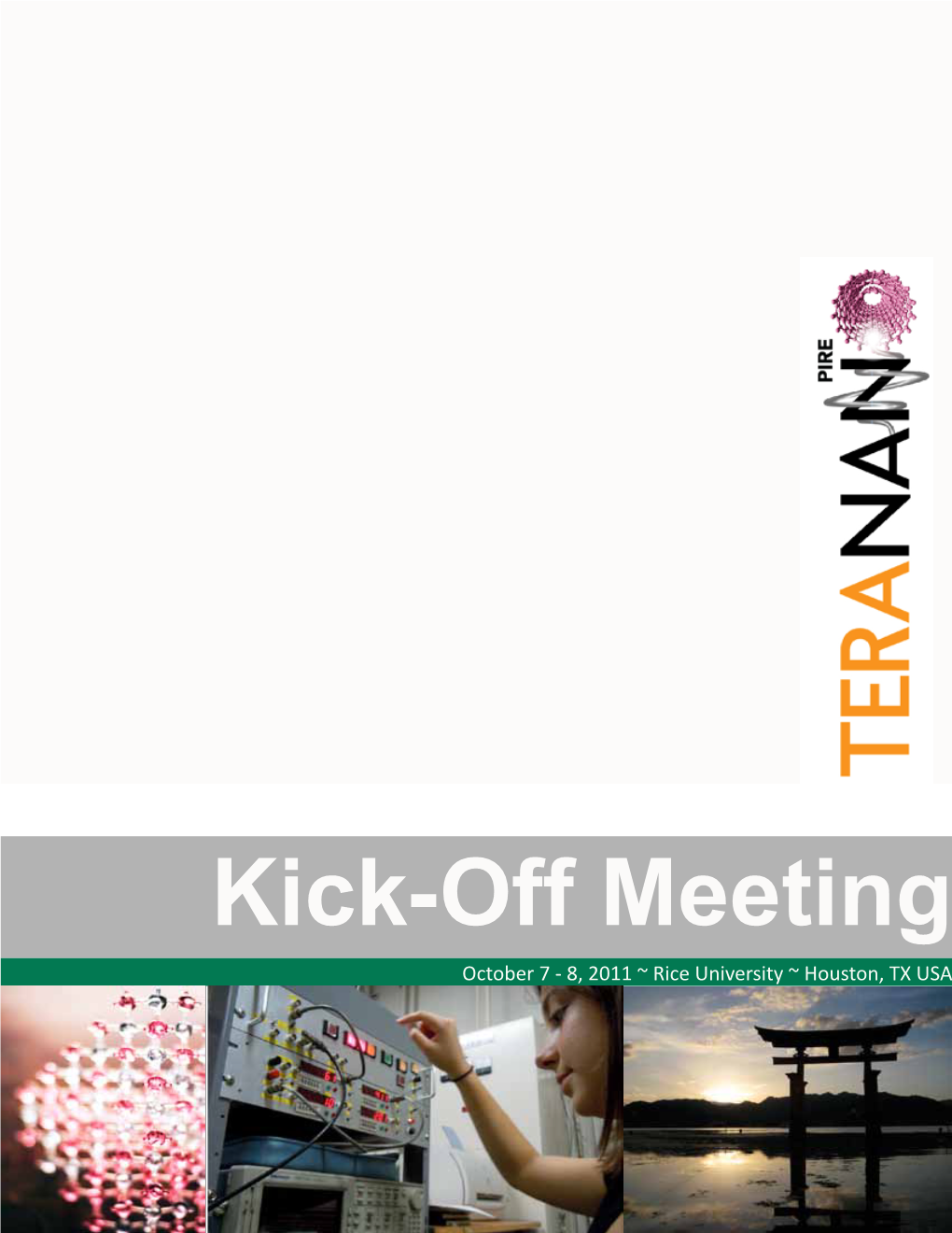 Kick-Off Meeting Schedule & Abstract Book