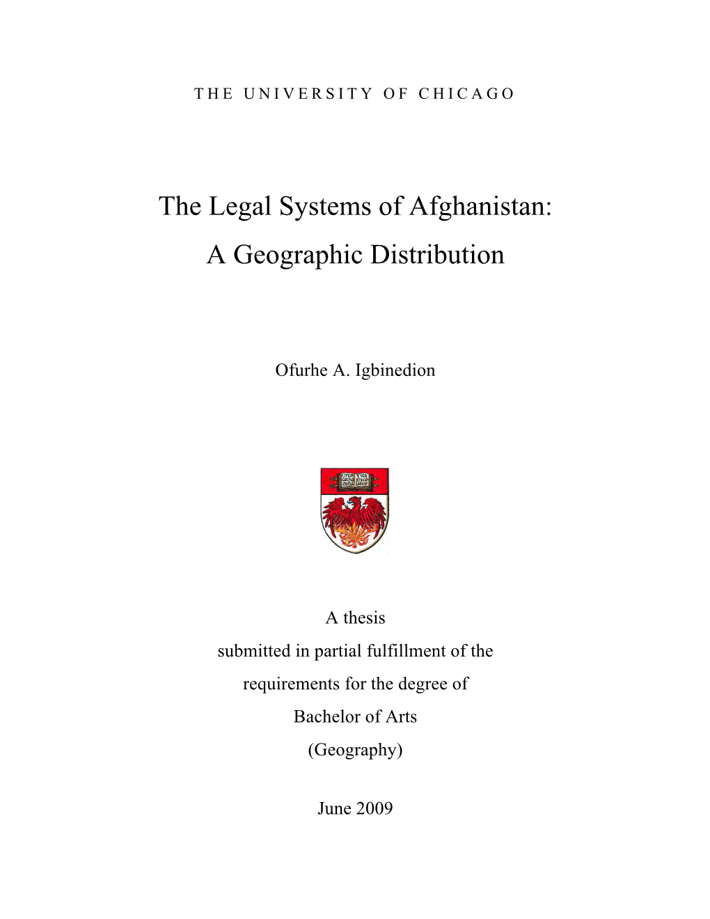 The Legal Systems of Afghanistan: a Geographic Distribution